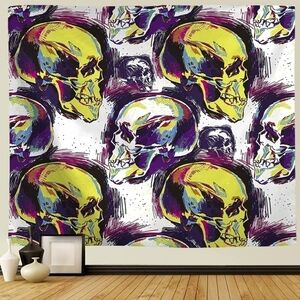 Yeacun Trippy Colorful Skull Tapestry Psychedelic Cool Tapestries and Picture